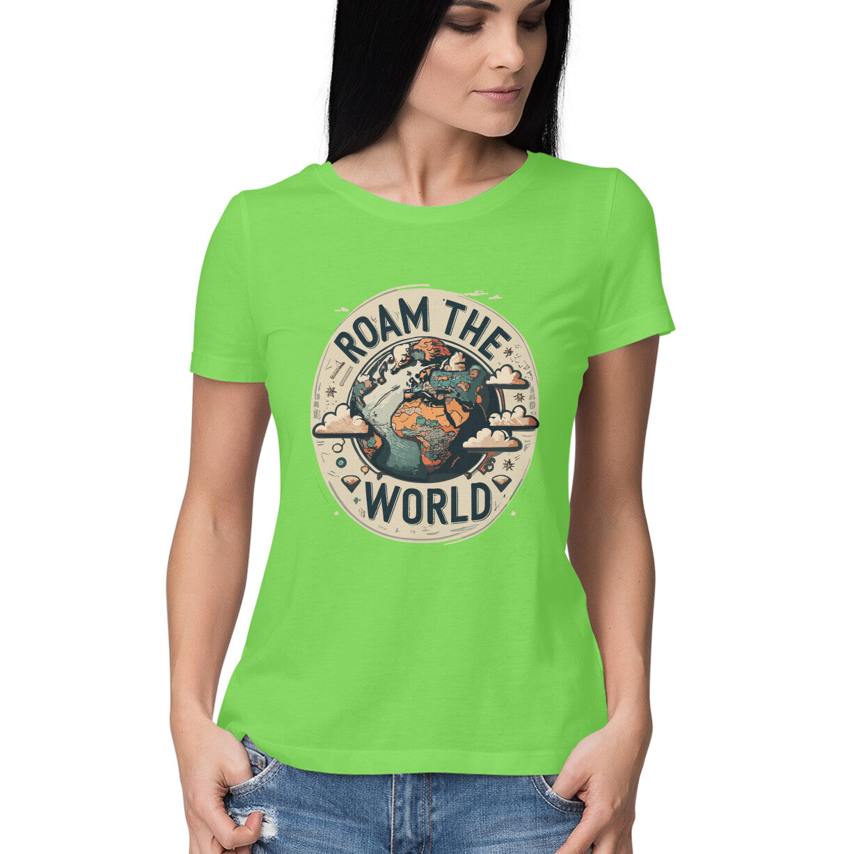 Women's Roam the world Graphics Printed T-Shirt