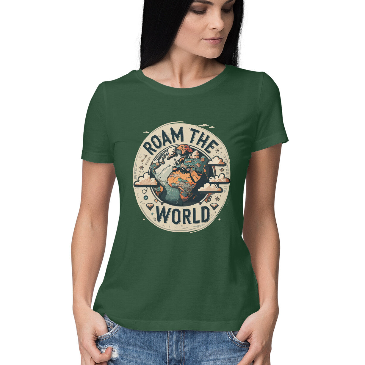 Women's Roam the world Graphics Printed T-Shirt