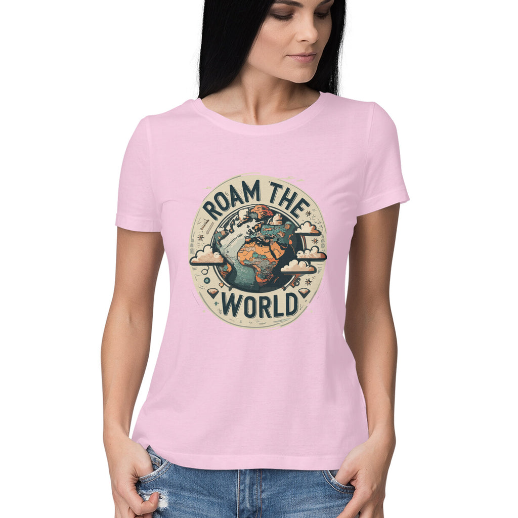 Women's Roam the world Graphics Printed T-Shirt
