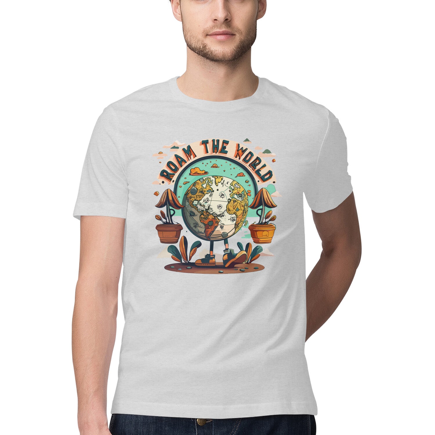 Men's Roam the world Design Printed T-Shirt