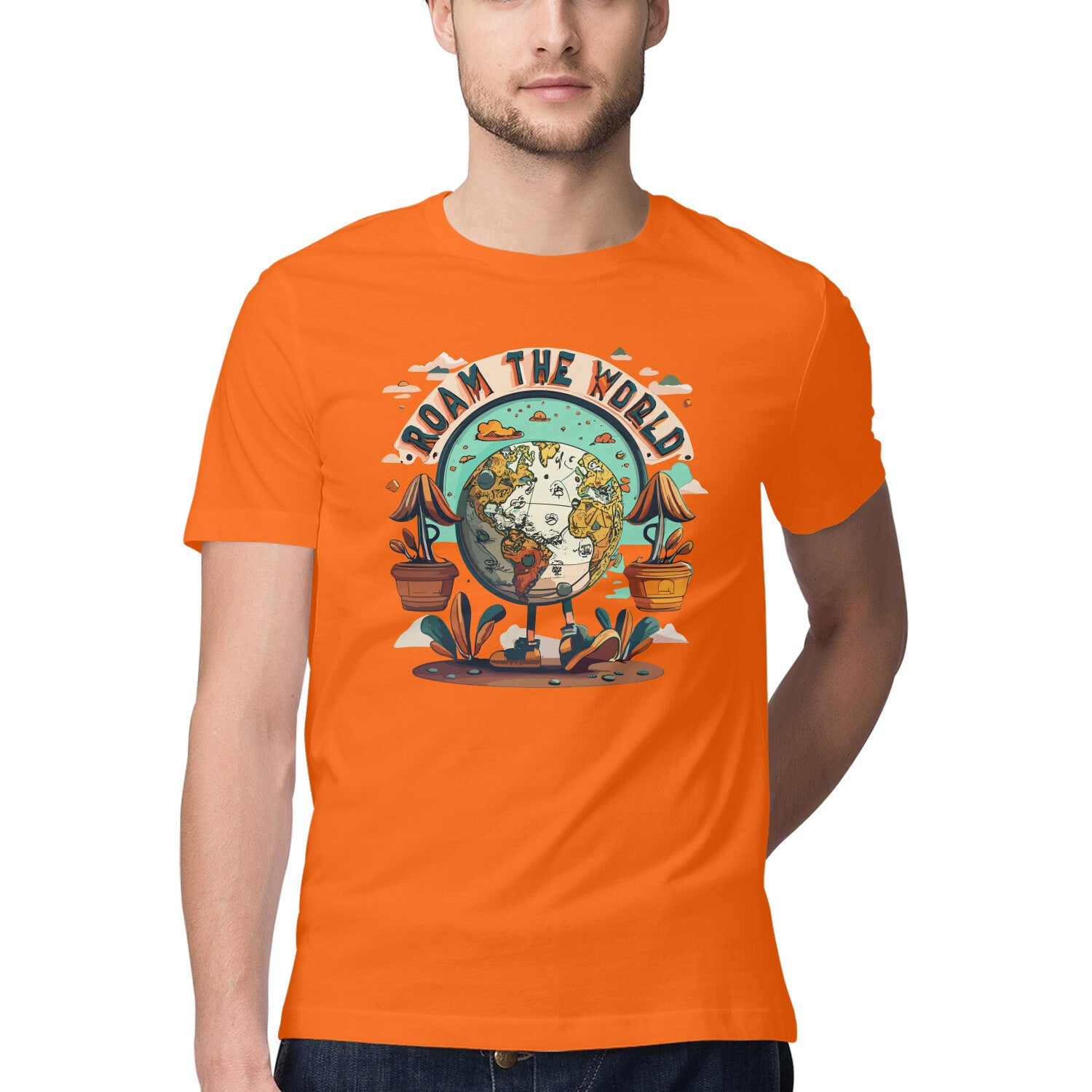 Men's Roam the world Design Printed T-Shirt