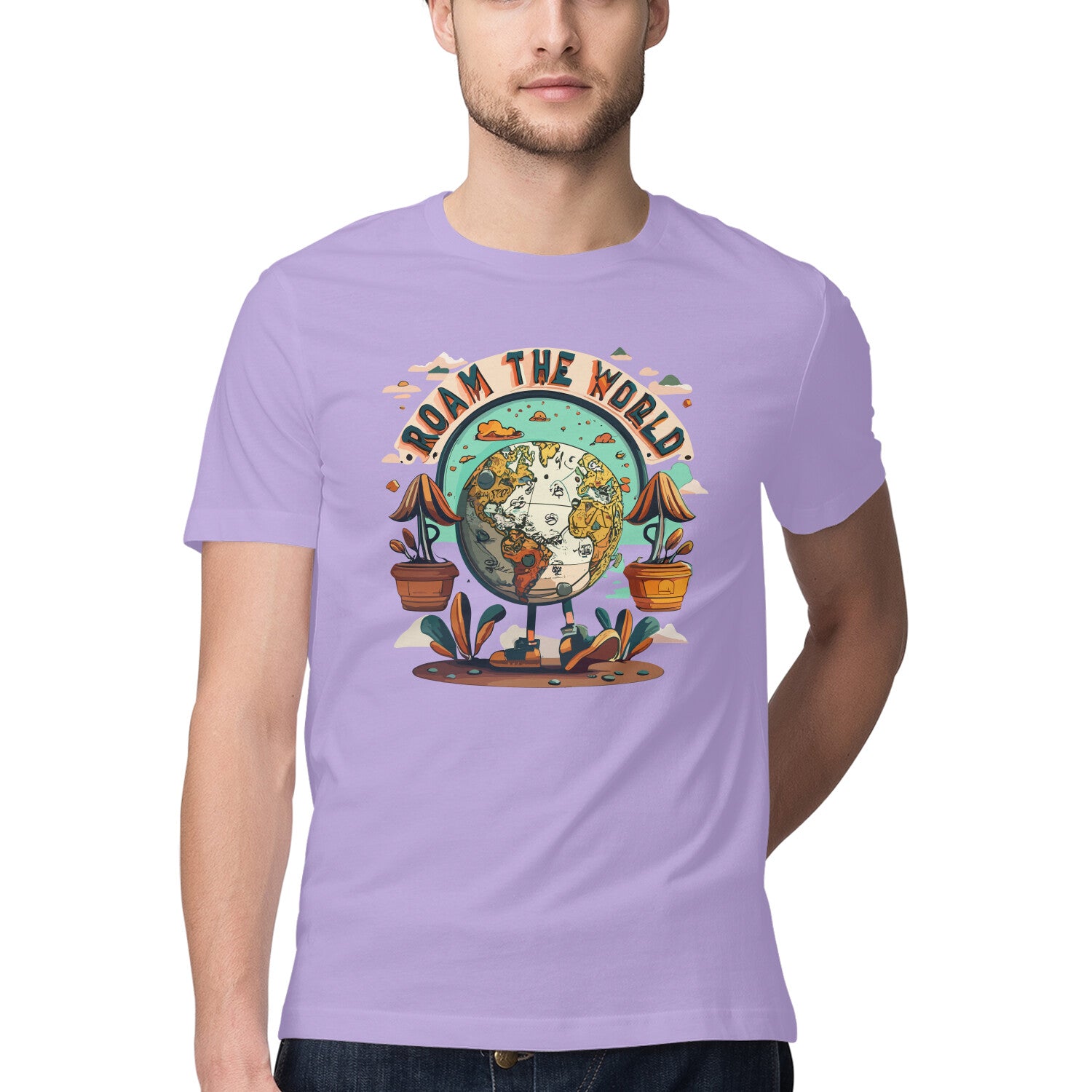 Men's Roam the world Design Printed T-Shirt