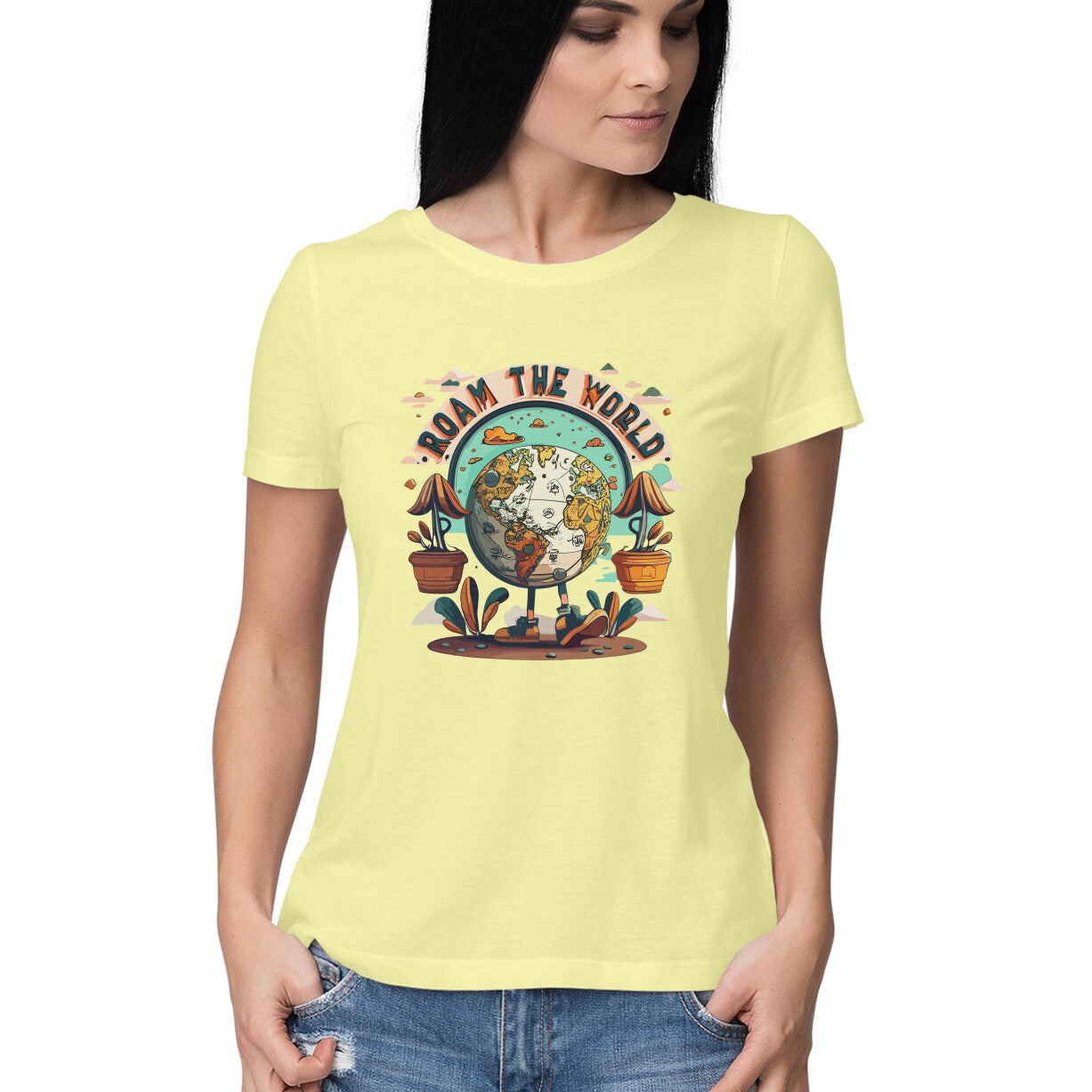 Women's Roam the world Graphics Printed T-Shirt Secondary image
