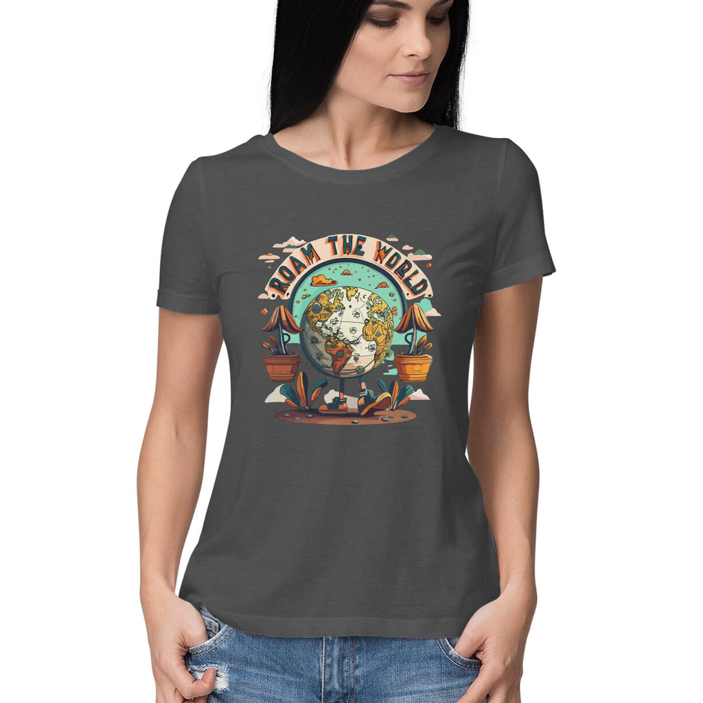 Women's Roam the world Graphics Printed T-Shirt