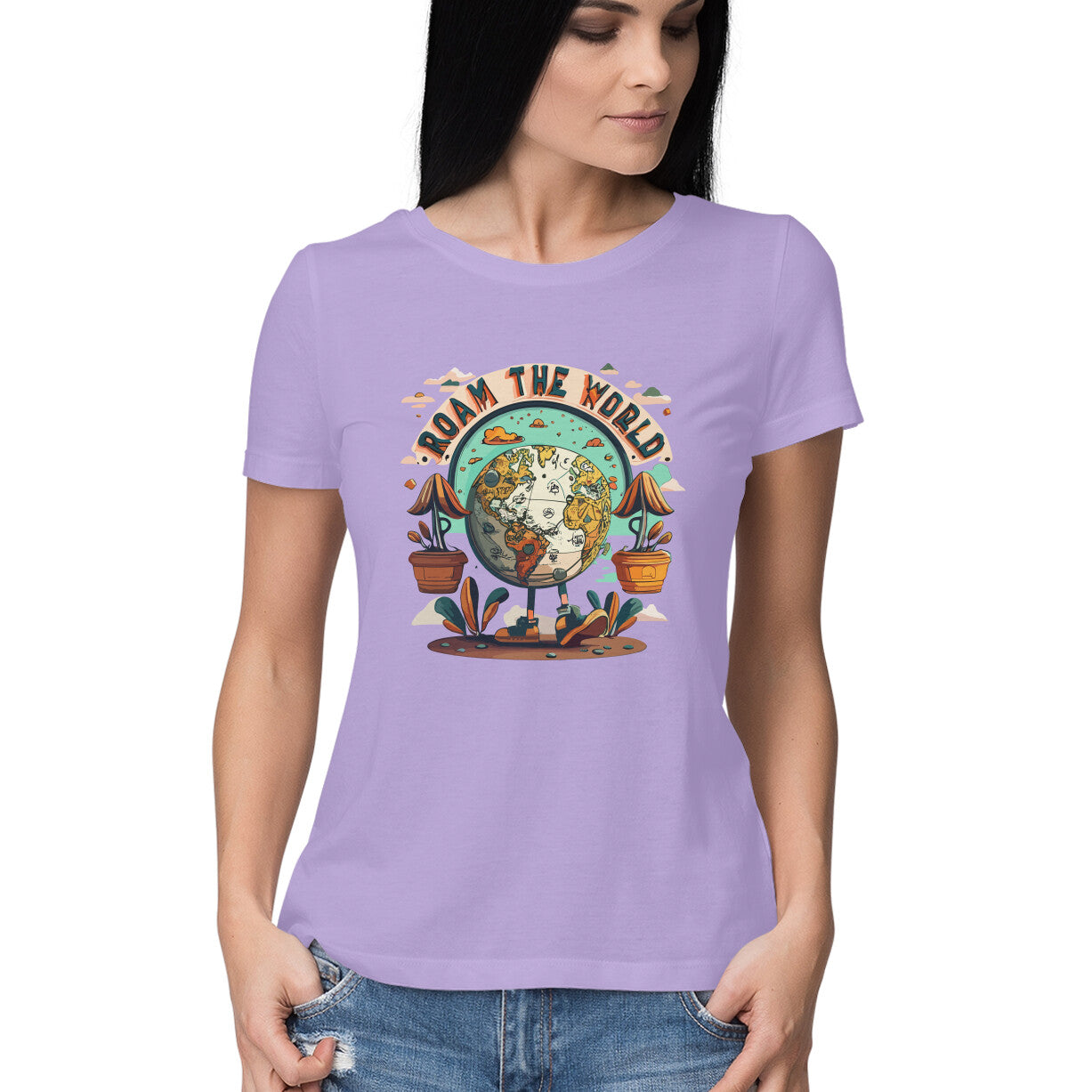 Women's Roam the world Graphics Printed T-Shirt