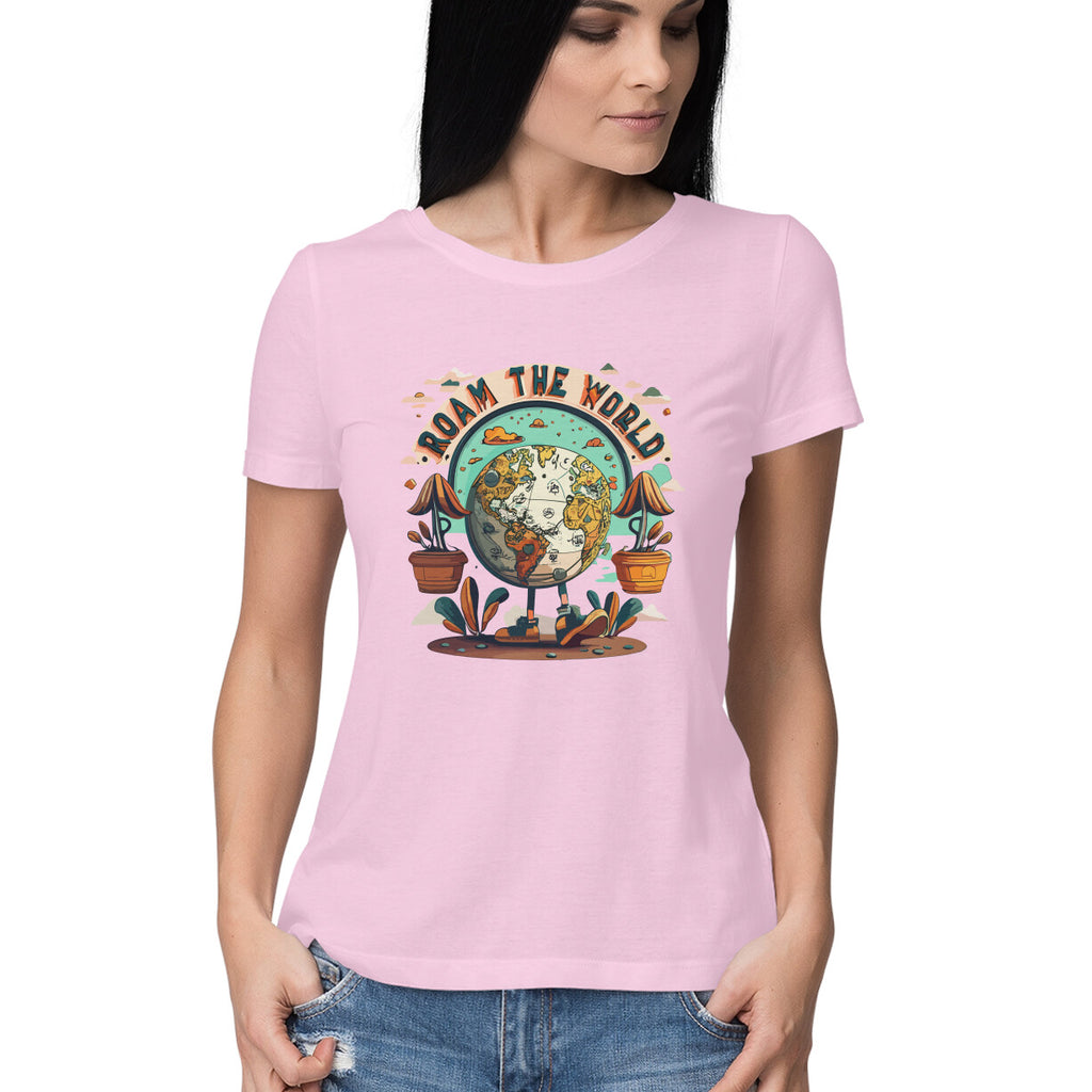 Women's Roam the world Graphics Printed T-Shirt