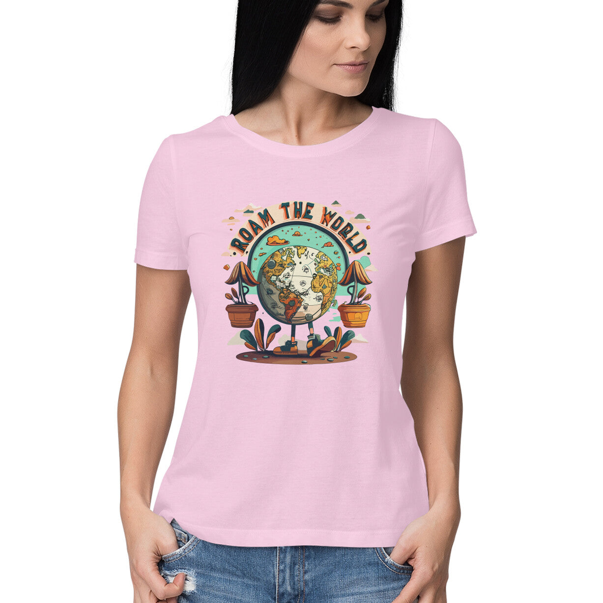 Women's Roam the world Graphics Printed T-Shirt