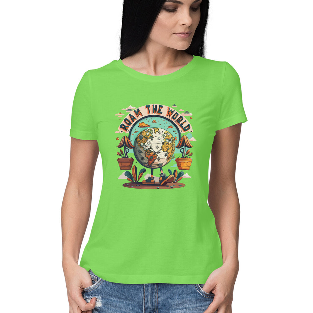 Women's Roam the world Graphics Printed T-Shirt