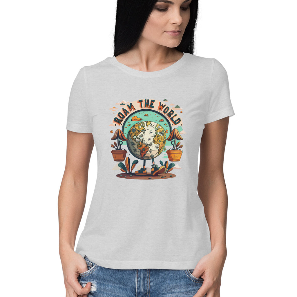 Women's Roam the world Graphics Printed T-Shirt