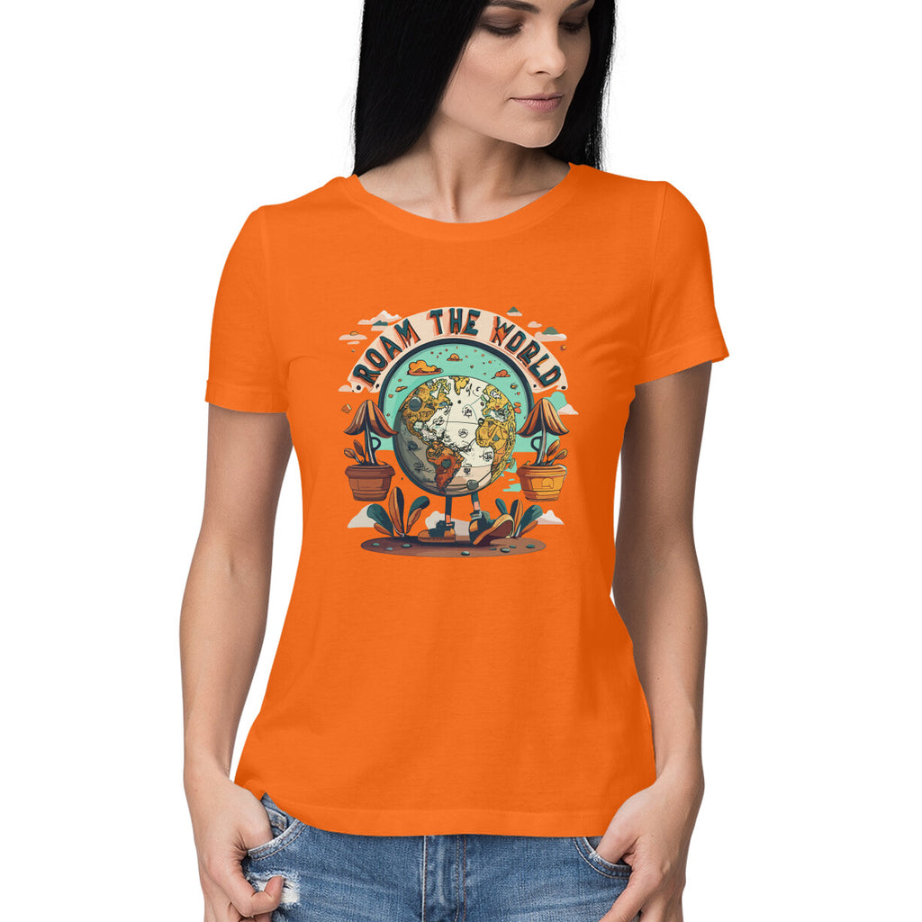 Women's Roam the world Graphics Printed T-Shirt