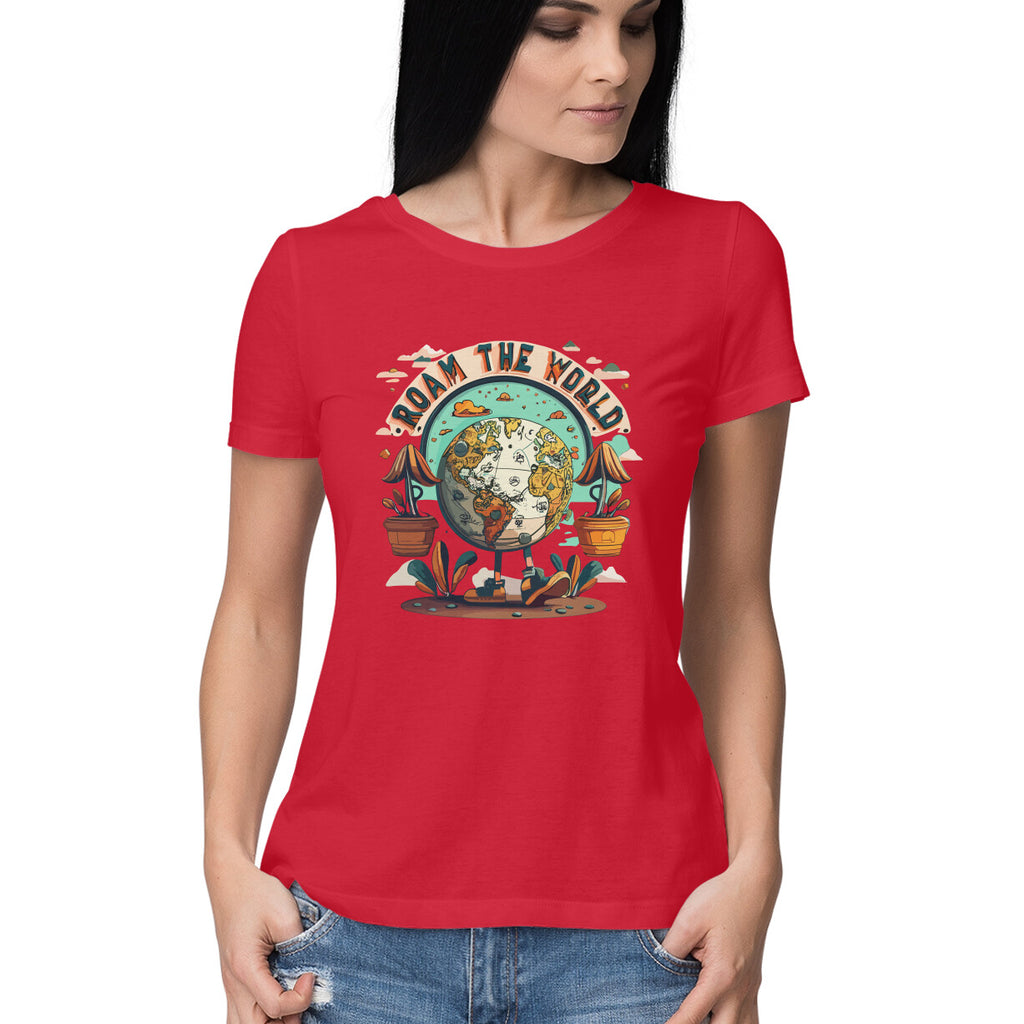 Women's Roam the world Graphics Printed T-Shirt