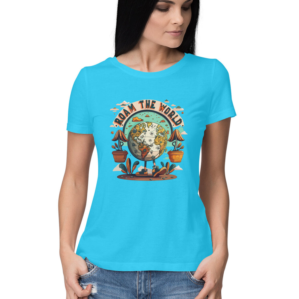 Women's Roam the world Graphics Printed T-Shirt