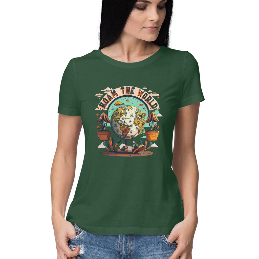 Women's Roam the world Graphics Printed T-Shirt