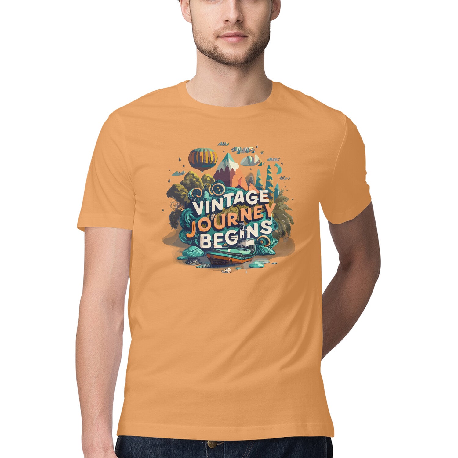 Men's Vintage Journey begins Design Printed T-Shirt