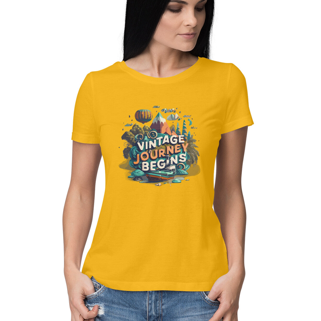 Women's Vintage Journey begins Graphics Printed T-Shirt Secondary image