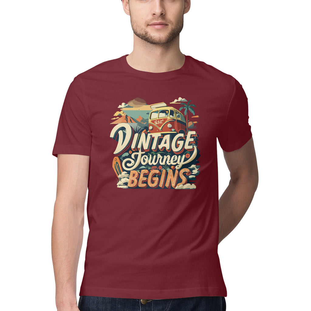 Men's Vintage Journey begins Design Printed T-Shirt