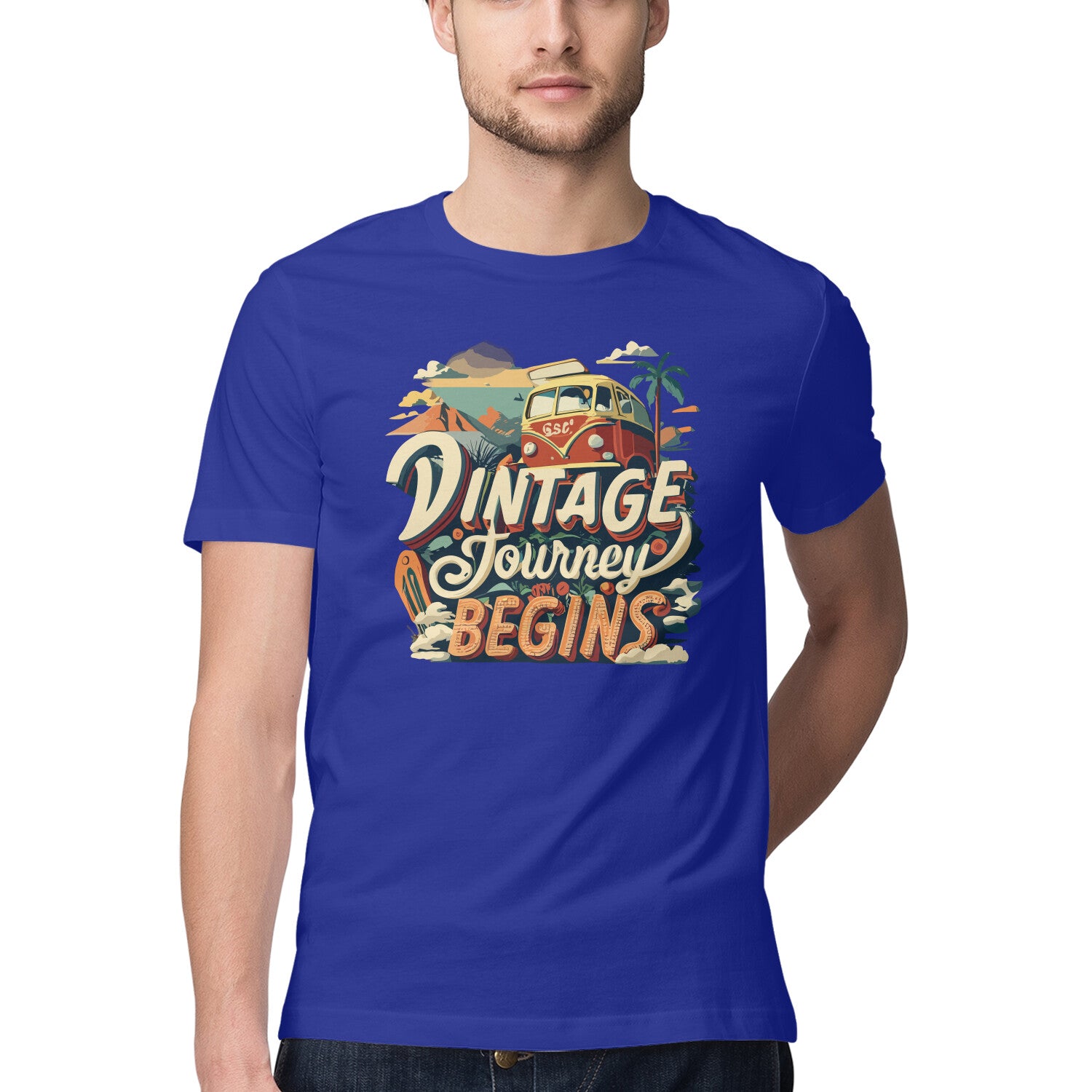 Men's Vintage Journey begins Design Printed T-Shirt