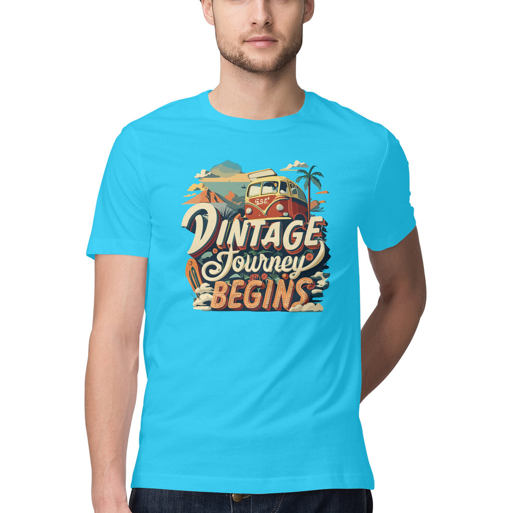 Men's Vintage Journey begins Design Printed T-Shirt