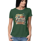 Women's Vintage Journey begins Graphics Printed T-Shirt