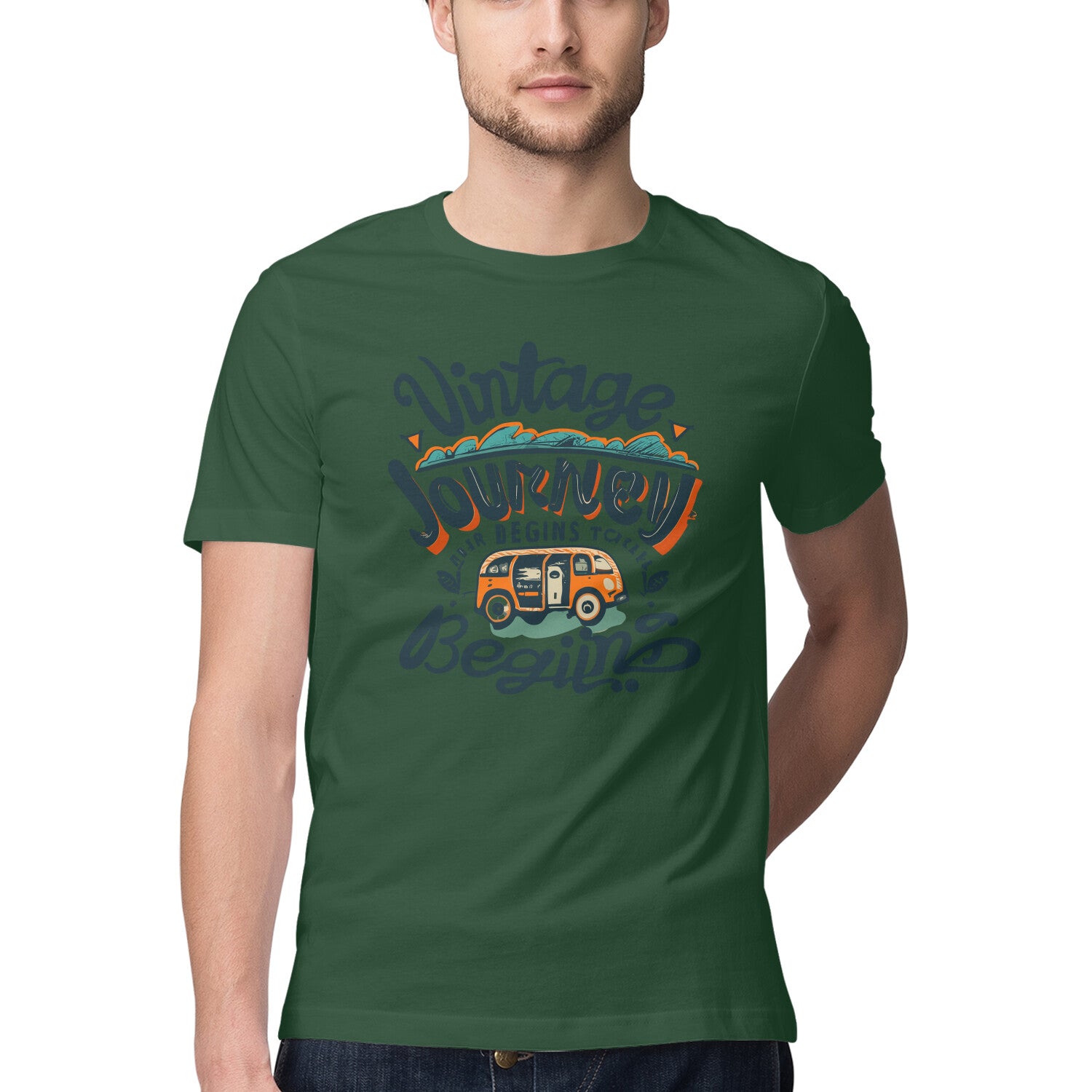 Men's Vintage Journey begins Design Printed T-Shirt
