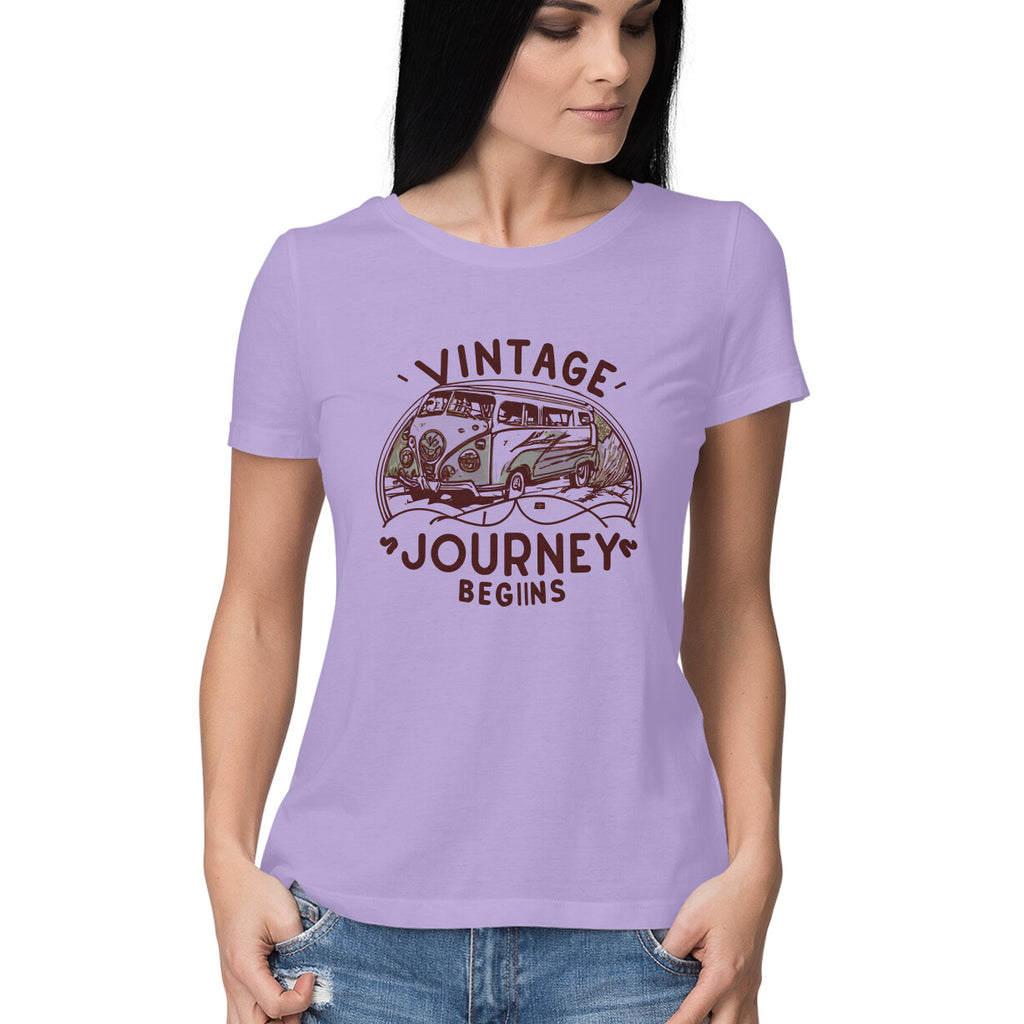 Women's Vintage Journey begins Graphics Printed T-Shirt