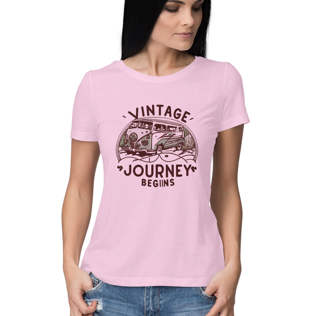 Women's Vintage Journey begins Graphics Printed T-Shirt