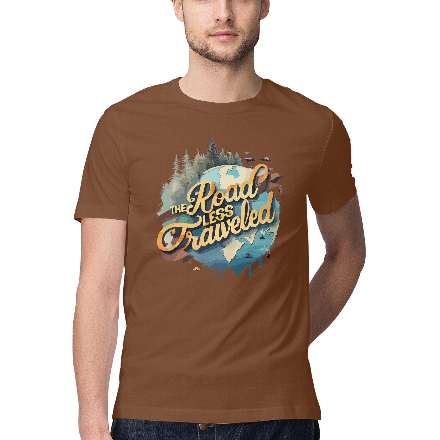 Men's The road less traveled Design Printed T-Shirt