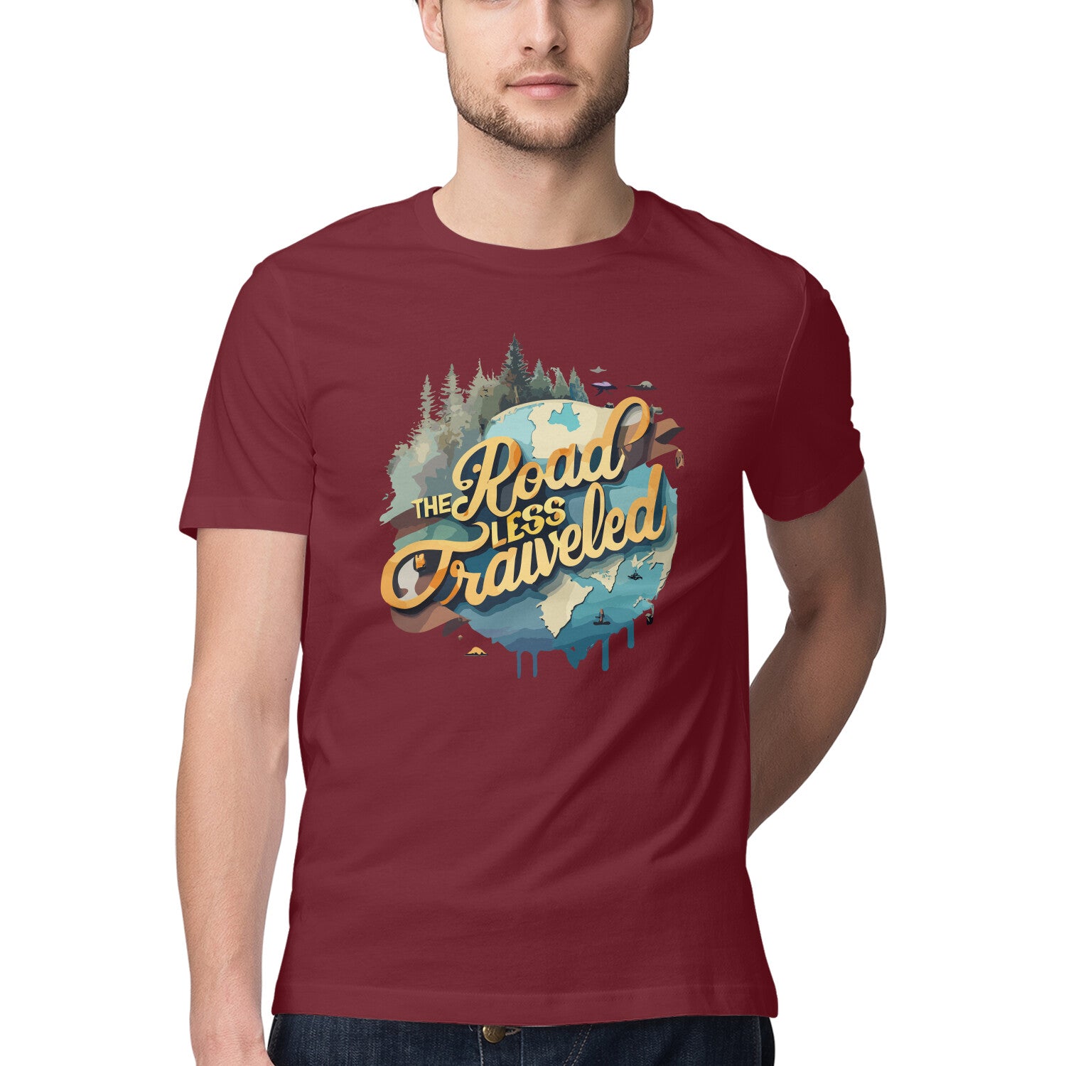 Men's The road less traveled Design Printed T-Shirt