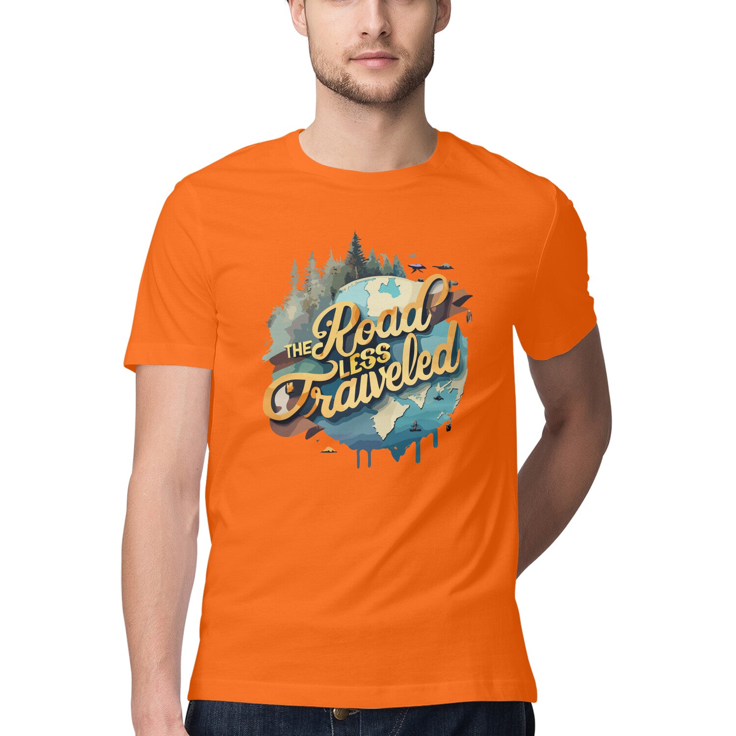 Men's The road less traveled Design Printed T-Shirt