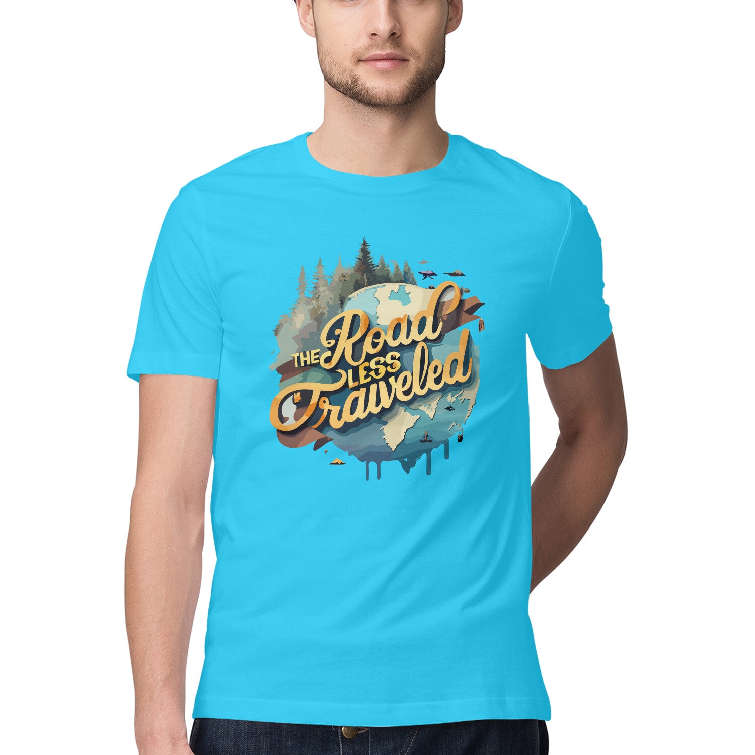 Men's The road less traveled Design Printed T-Shirt