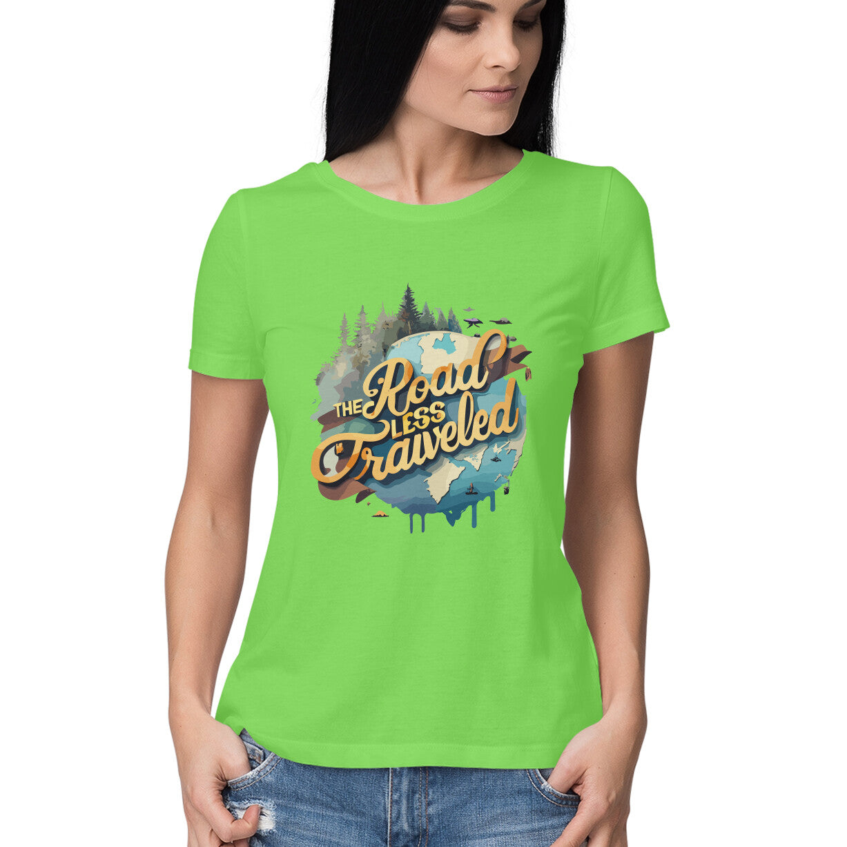 Women's The road less traveled Graphics Printed T-Shirt