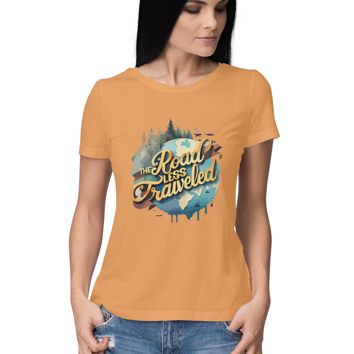 Women's The road less traveled Graphics Printed T-Shirt