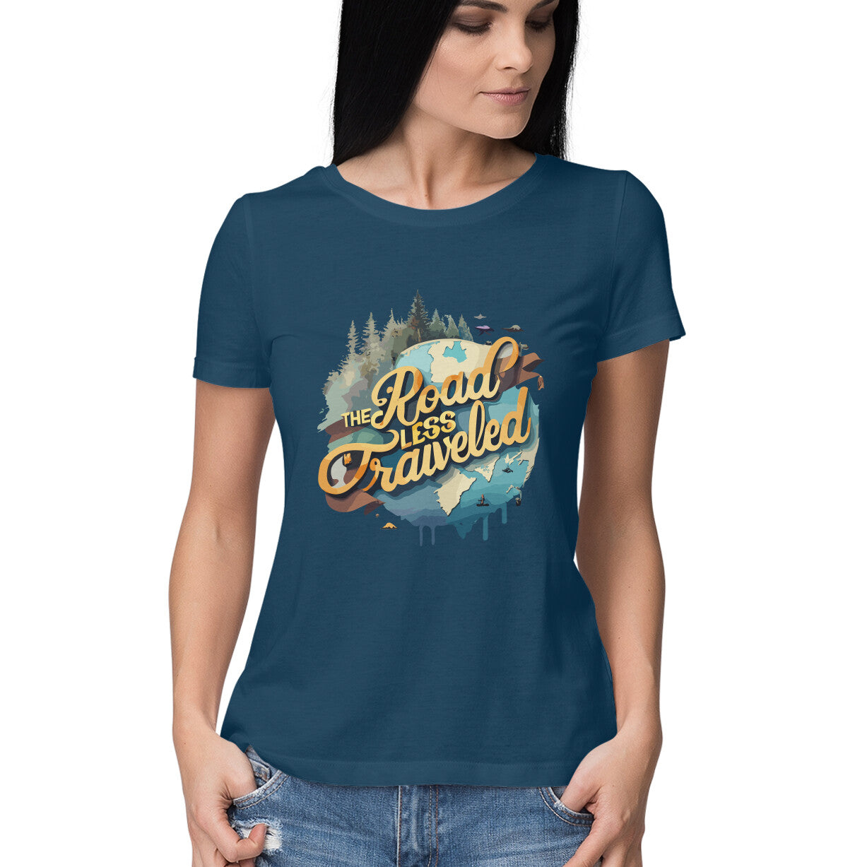Women's The road less traveled Graphics Printed T-Shirt