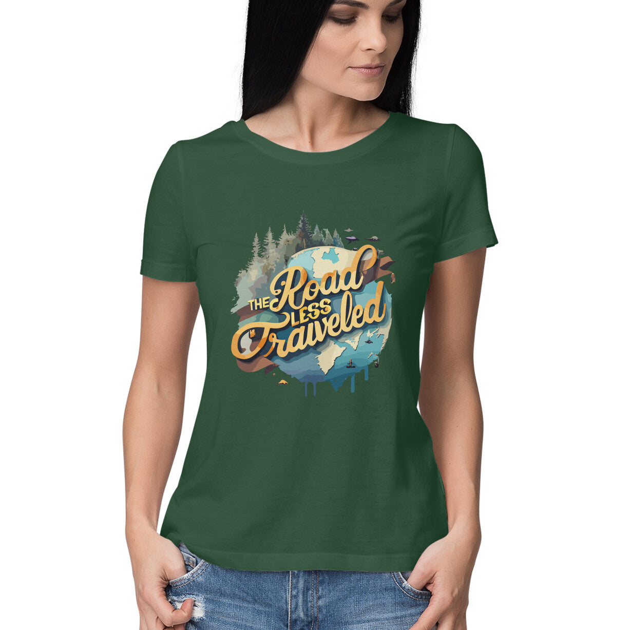 Women's The road less traveled Graphics Printed T-Shirt