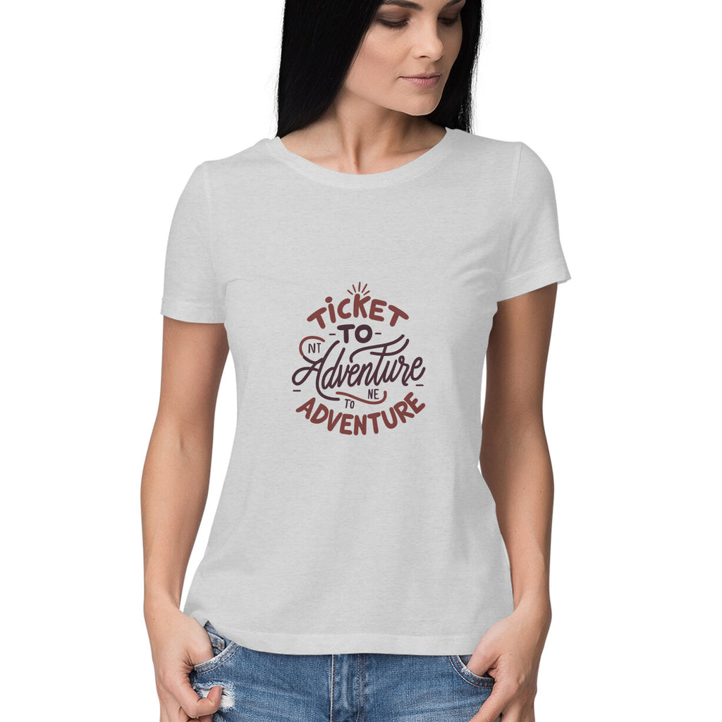 Women's Ticket to adventure Graphics Printed T-Shirt