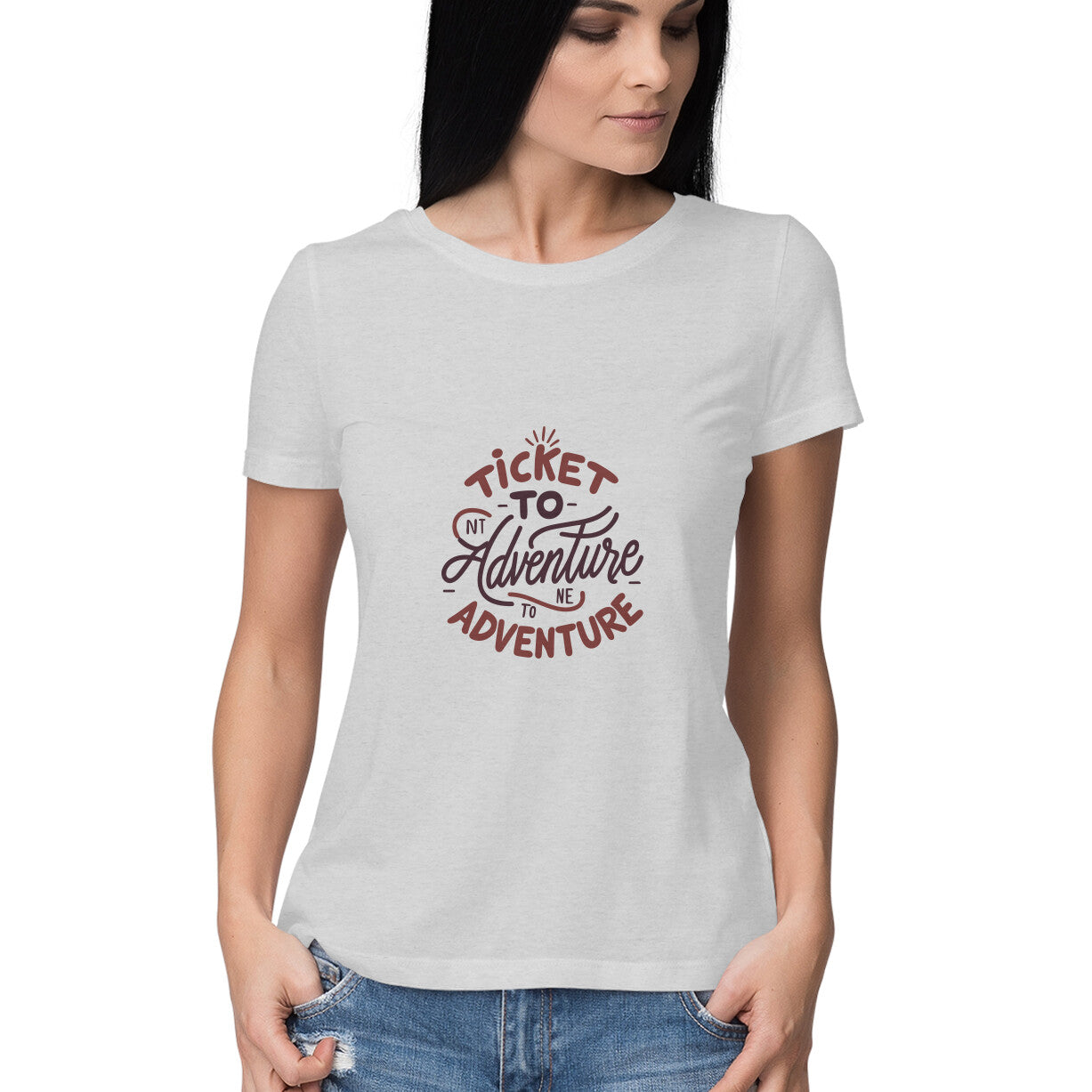 Women's Ticket to adventure Graphics Printed T-Shirt