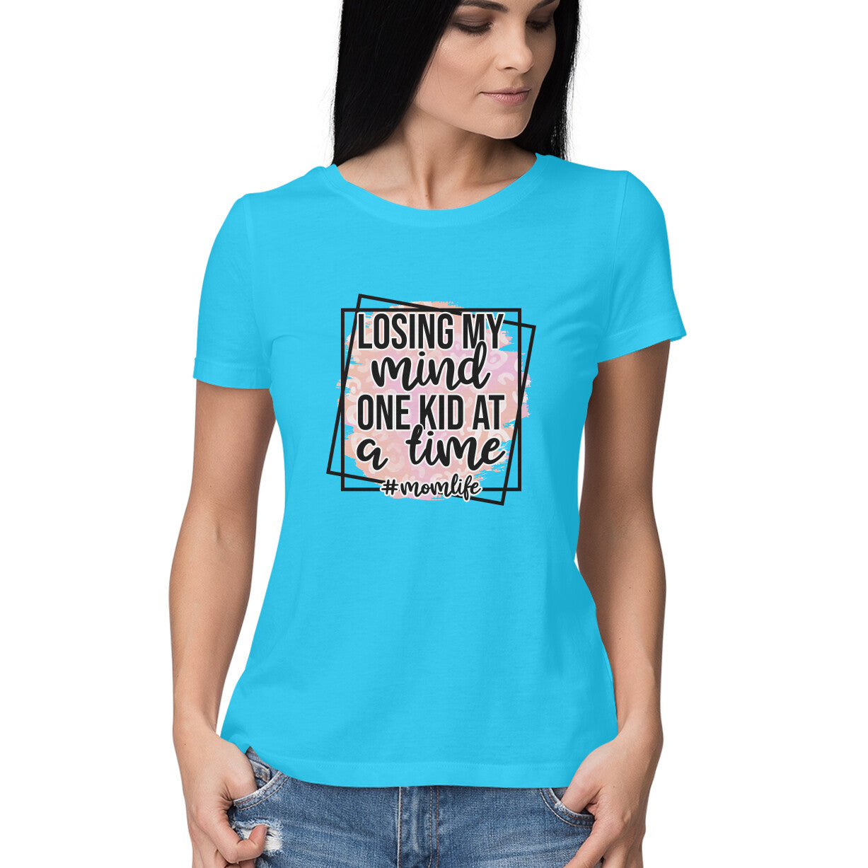 Women's Losing My Mind One Kid At A Time Graphics Printed T-Shirt Secondary image