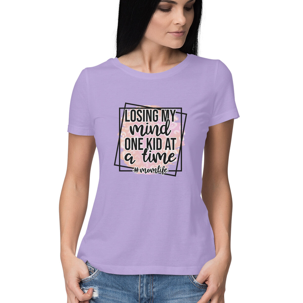 Women's Losing My Mind One Kid At A Time Graphics Printed T-Shirt