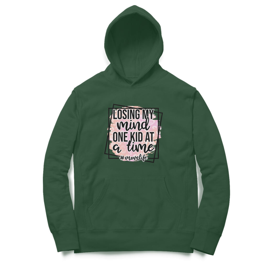 Women's Losing My Mind One Kid At A Time Graphics Printed Hoodies