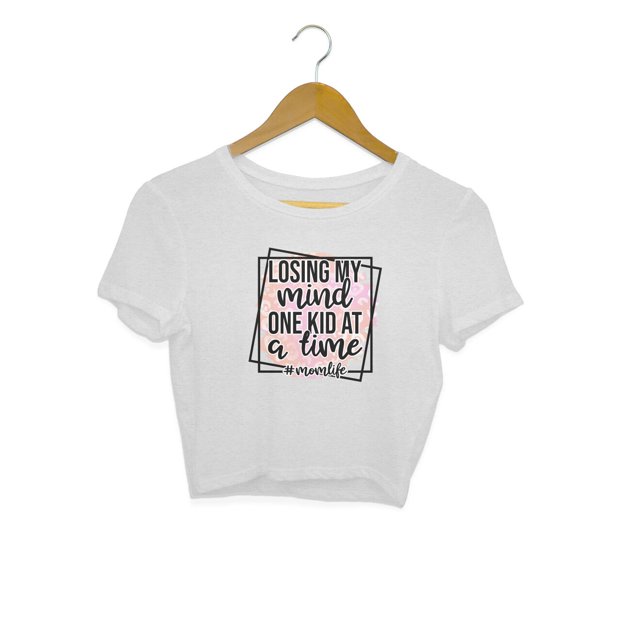 Women's Losing My Mind One Kid At A Time Graphics Printed Crop Tops