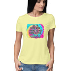 Women's Just A good Mom Trying To Not Raise Little Assholes Graphics Printed T-Shirt