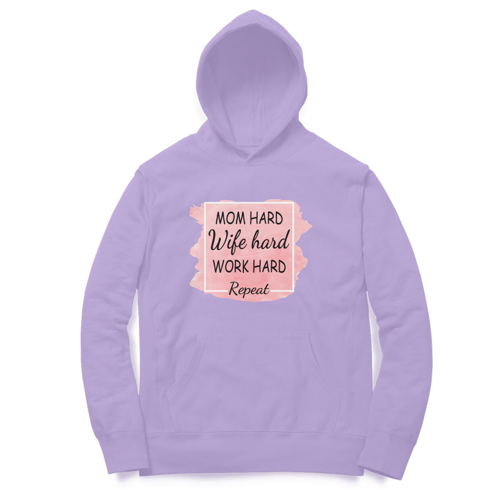 Women's Mom Hard Wife Hard Work Hard Graphics Printed Hoodies