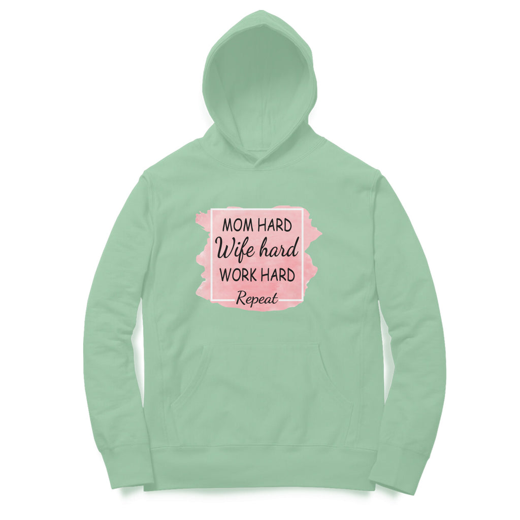 Women's Mom Hard Wife Hard Work Hard Graphics Printed Hoodies