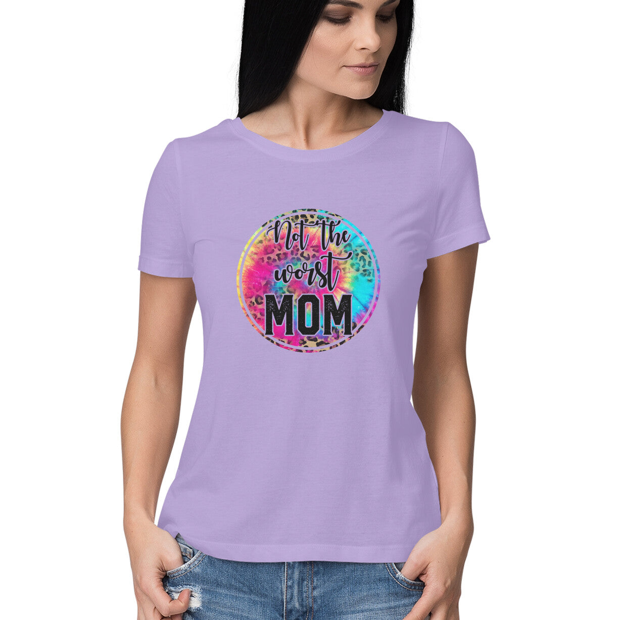 Women's Not The Worst Mom Graphics Printed T-Shirt