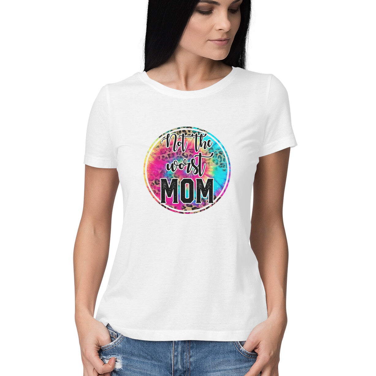 Women's Not The Worst Mom Graphics Printed T-Shirt