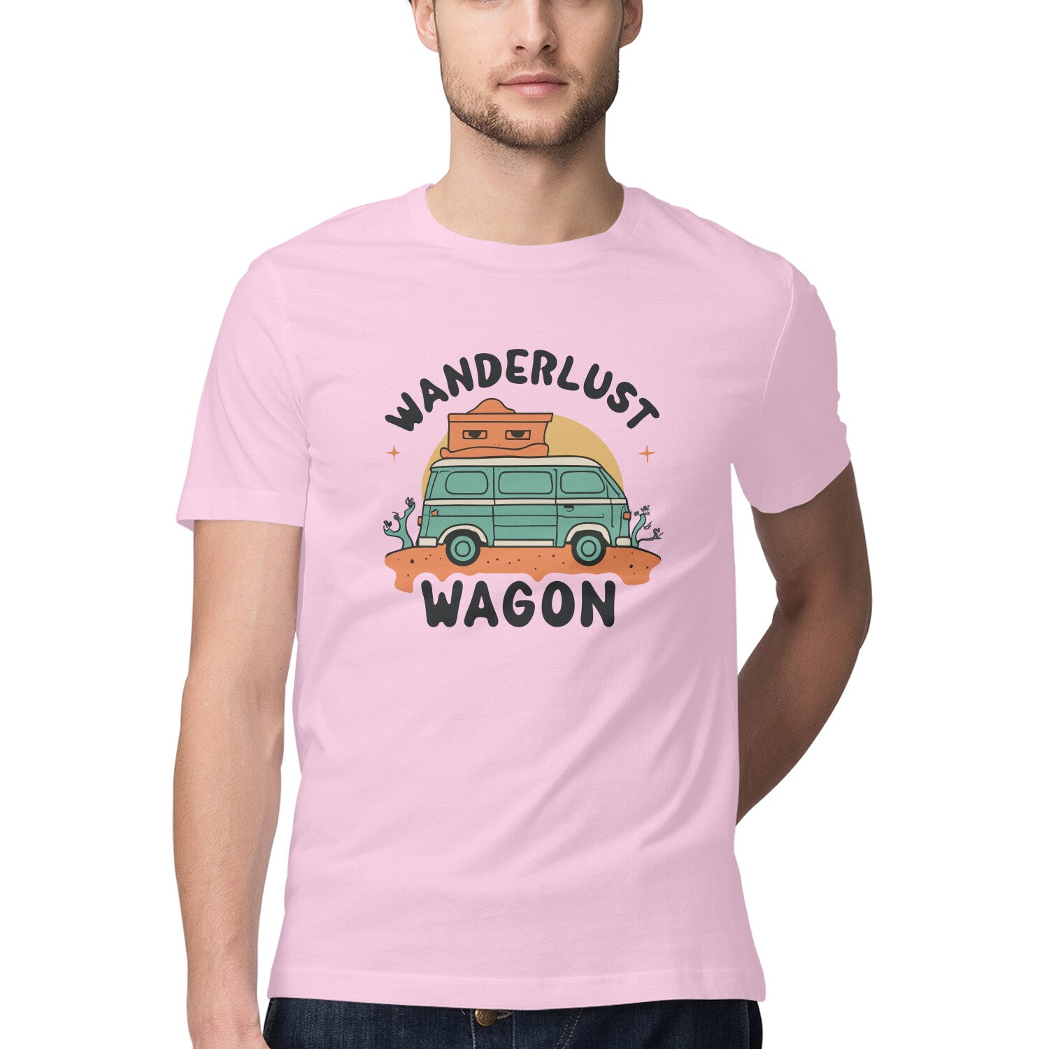 Men's Wanderlust Wagon Design Printed T-Shirt
