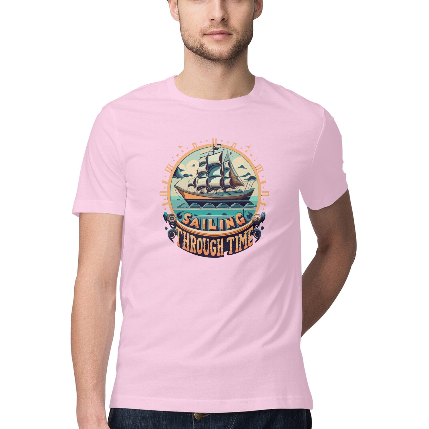 Men's Sailing Through Time Design Printed T-Shirt