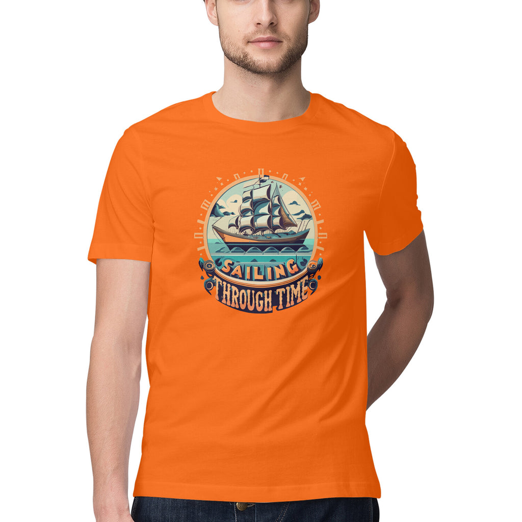 Men's Sailing Through Time Design Printed T-Shirt