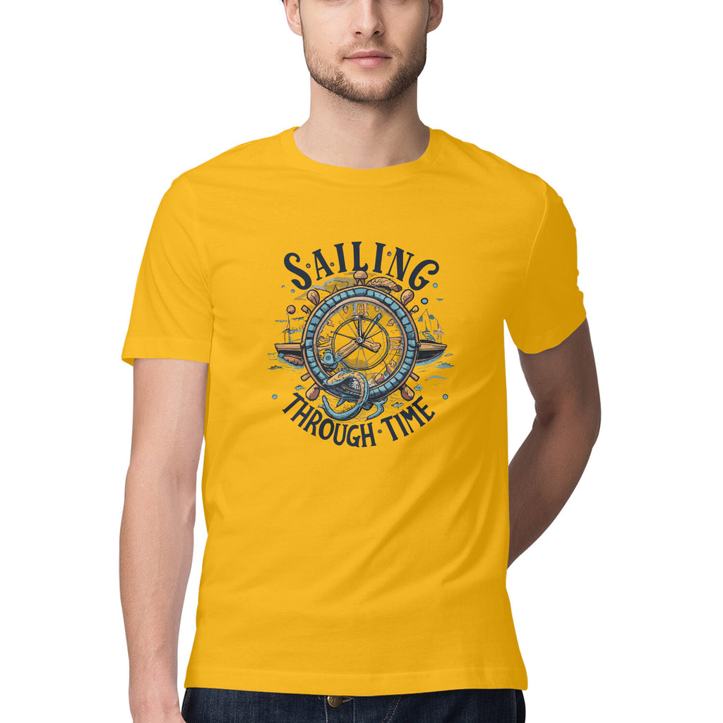 Men's Sailing Through Time Design Printed T-Shirt