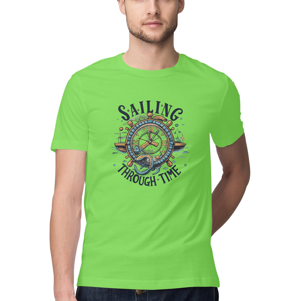 Men's Sailing Through Time Design Printed T-Shirt
